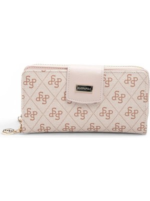 Silver & Polo Silver Polo Pembe - Pudra Monogram Kadın Cüzdan ve Kartlık SP928
