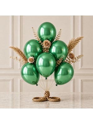 BeySüS Yeşil Renk Lateks Metalik Balon (30 cm) - 6 Adet
