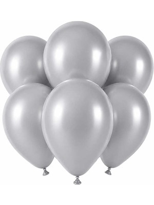 BeySüS Gümüş Renk Lateks Pastel Balon (30 cm) - 6 Adet