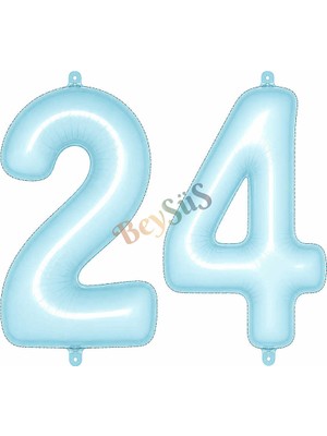 BeySüS 24 Rakam Folyo Balon Mavi Rengi (76 Cm)