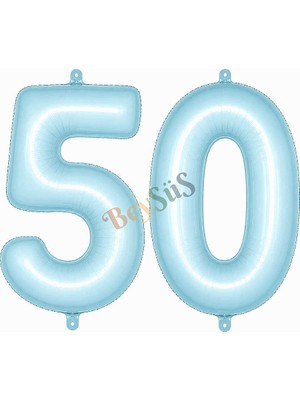 BeySüS 50 Rakam Folyo Balon Mavi Rengi (76 cm)