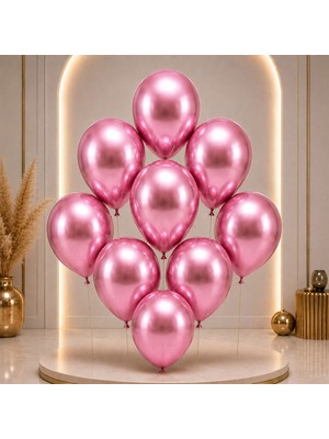 BeySüS Pembe Renk Lateks Krom Balon (45 Cm) - 2 Adet