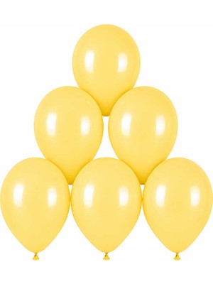 BeySüS Sarı Renk Lateks Makaron Balon (30 Cm) - 6 Adet