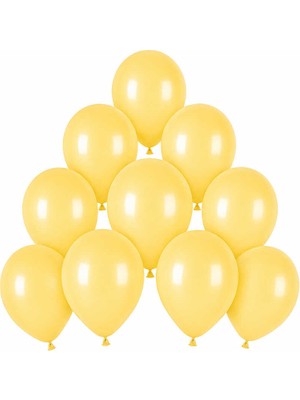 BeySüS Sarı Renk Lateks Makaron Balon (15 Cm) - 10 Adet