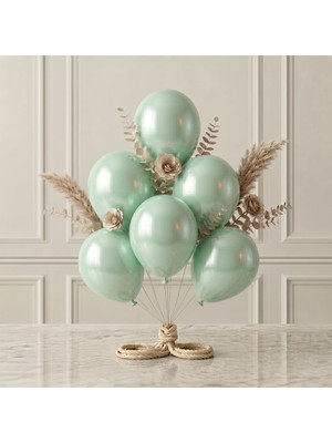 BeySüS Açık Yeşil Renk Lateks Metalik Balon (30 Cm) - 6 Adet