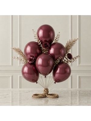 BeySüS Bordo Renk Lateks Metalik Balon (30 cm) - 6 Adet