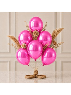 BeySüS Fuşya Renk Lateks Metalik Balon (30 cm) - 6 Adet