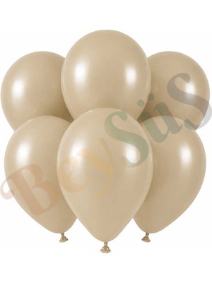 BeySüS Deniz Kumu Renk Lateks Retro Balon (30 Cm) - 6 Adet