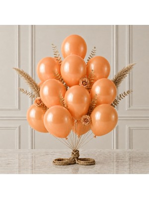 BeySüS Turuncu Renk Lateks Metalik Balon (30 Cm) - 12 Adet