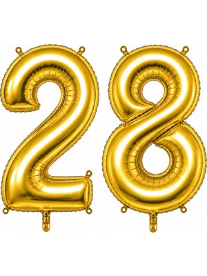 BeySüS 28 Rakam Folyo Balon Altın Rengi (36 Cm)