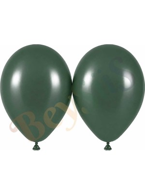 BeySüS Kış Yeşili Renk Lateks Retro Balon (50 cm) - 2 Adet