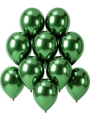 BeySüS Yeşil Renk Lateks krom Balon (15 cm) - 10 Adet