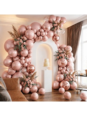 BeySüS Gül Kurusu Renk Lateks Metalik Balon (30 Cm) - 100 Adet