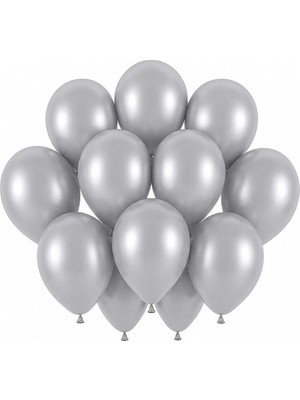 BeySüS Gümüş Renk Lateks Pastel Balon (30 Cm) - 12 Adet