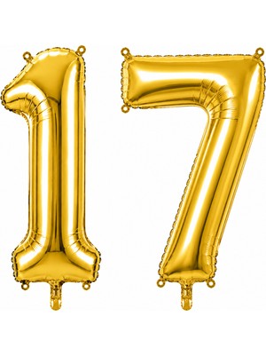 BeySüS 17 Rakam Folyo Balon Altın Rengi (36 cm)