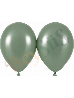 BeySüS Okaliptus Renk Lateks Retro Balon (50 Cm) - 2 Adet