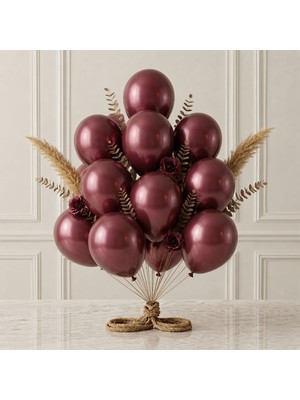 BeySüS Bordo Renk Lateks Metalik Balon (30 Cm) - 12 Adet