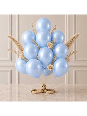 BeySüS Bebek Mavi Renk Lateks Metalik Balon (30 cm) - 12 Adet