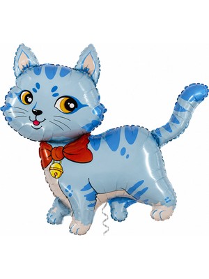 BeySüS Çanlı Mavi Kedi Folyo Balon
