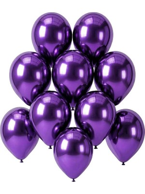 BeySüS Mor Renk Lateks Krom Balon (15 Cm) - 10 Adet