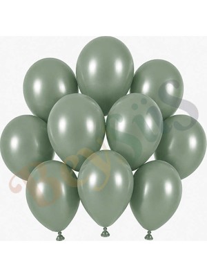 BeySüS Okaliptus Renk Lateks Retro Balon (13 Cm) - 10 Adet