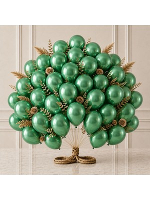 BeySüS Yeşil Renk Lateks Metalik Balon (30 Cm) - 50 Adet