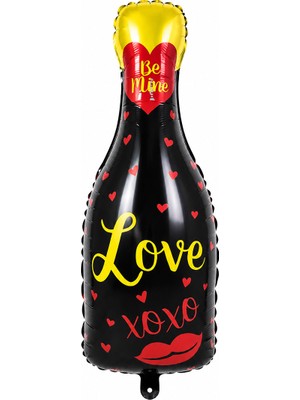 BeySüS Love Yazılı Siyah Şampanya Şişe Folyo Balon