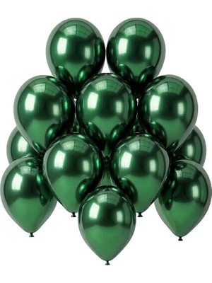 BeySüS Yeşil Renk Lateks Krom Balon (30 Cm) - 12 Adet