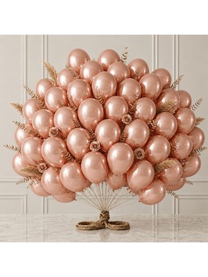 BeySüS Rose Gold Renk Lateks Metalik Balon (30 Cm) - 50 Adet