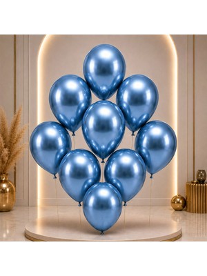 BeySüS Mavi Renk Lateks Krom Balon (45 Cm) - 2 Adet