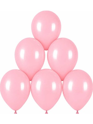 BeySüS Pembe Renk Lateks Makaron Balon (30 Cm) - 6 Adet