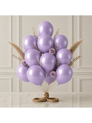 BeySüS Lila Renk Lateks Metalik Balon (30 Cm) - 12 Adet