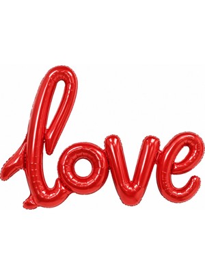 BeySüS Kırmızı El Yazısı Love Folyo Balon