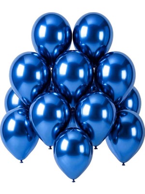 BeySüS Mavi Renk Lateks Krom Balon (30 Cm) - 12 Adet