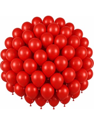 BeySüS Kırmızı Renk Lateks Pastel Balon (30 Cm) - 50 Adet
