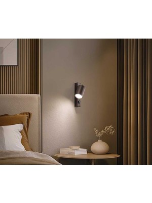UltraMint Kahverengi Siyah Metal Yatak Başı LED Aplik GU10 Tasarruflu Ampül