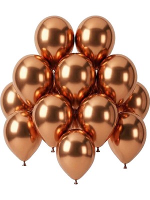 BeySüS Bakır Renk Lateks krom Balon (30 cm) - 12 Adet