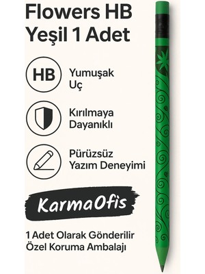KarmaOfis Flowers Hb Pembe Kurşun Kalem – 1 Adet | Çiçek Desenli – Hb Uç