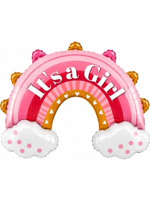 BeySüS Its A Girl Pembe Gökkuşağı Folyo Balon