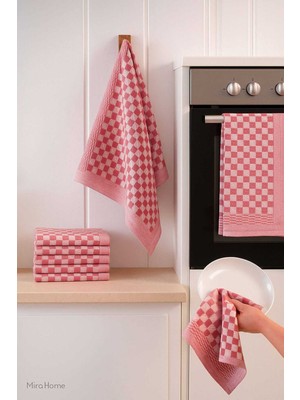 EstoreBox 10 Lu Dama Desenli Mutfak Kurulama Bezi 50X70 cm Kırmızı