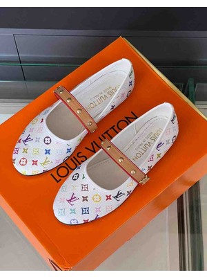 evlium  summer ballet flatsmonogram desenli kadın babet ayakkabı