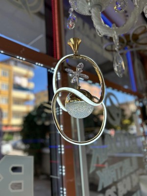 UltraMint Modern Led'li Badem Tasarımlı Altın Renkli Avize, Şık Oturma Odası Aydınlatması