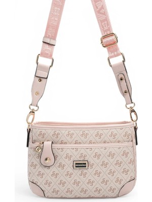 Silver & Polo Silver Polo Pembe - Pudra Monogram Kadın Çapraz Çanta SP1160