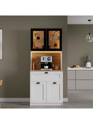 Midoser Nero Solo Kahve Köşesi Alüminyum Çerçeveli Cam Kapaklı LED Aydınlatmalı 190 x 80 cm