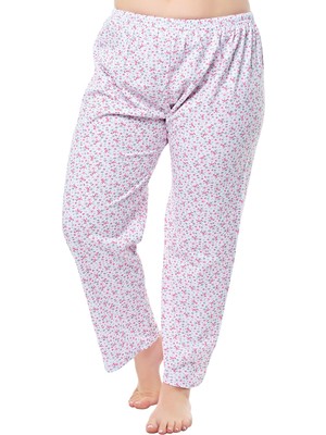 Kadın Osmanlı Jumbo Boy Tek Alt Pijama Çiçek Desenli %100 Pamuk Lastikli Bel Özellikli