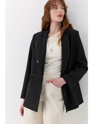 Jusenmia Kuşak Detaylı Blazer Ceket Siyah