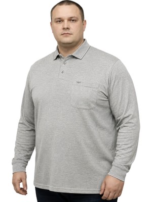 Battal Moda Battalmoda Erkek Büyük Beden Melanj Toprak Polo Yaka Uzun Kollu Pike Tişört M-L-Xl-2xl-3xl-4xl-5xl-6xl-7xl-8xl