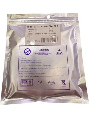 Lampist 12V 5mt Şerit LED Amber Renk