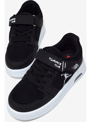 Tonny Black Çocuk Unisex Siyah Siyah Kauçuk Taban Cırtlı Işıklı Sneaker
