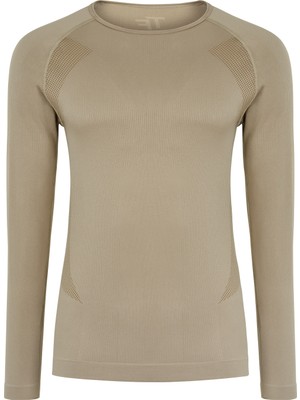 Erkek Seamless Termal Sweatshirt Kum Renk Seçeneğiyle Thermoform Outdoor Kullanım İçin Rahat Fit